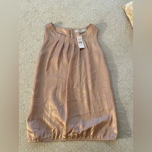 Loft NWT Sleeveless Top : Shimmer :rose gold pleat neck